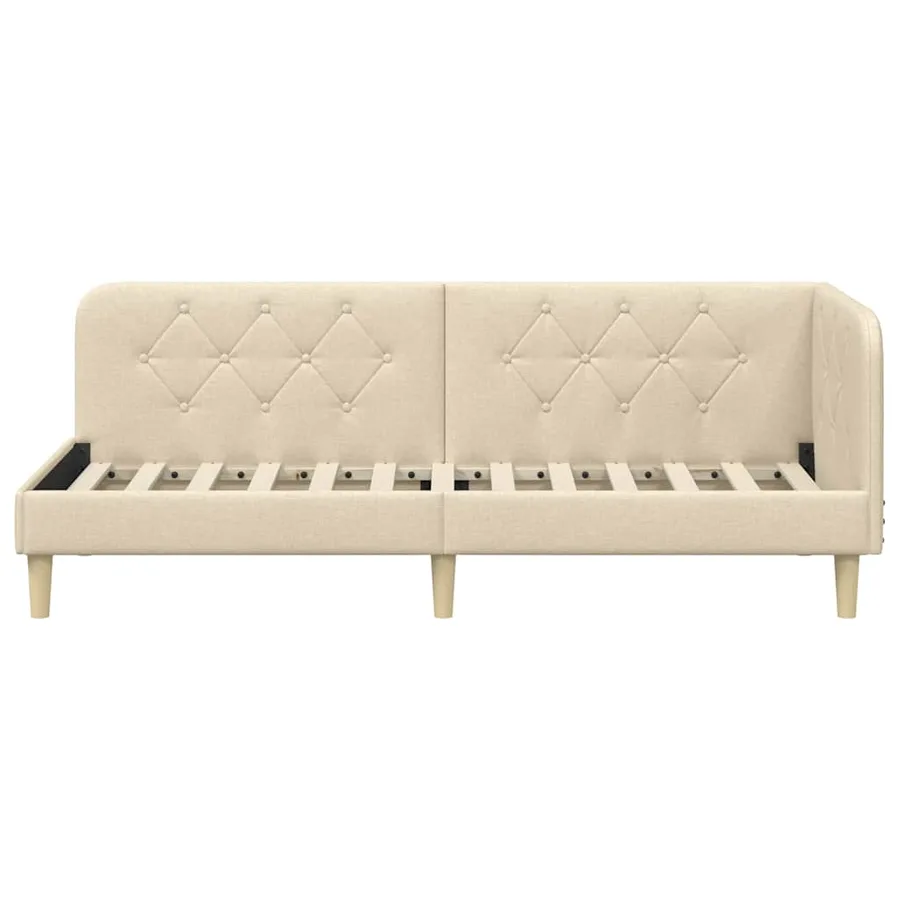 Cadre de lit d'angle Crème 80 x 200 cm tissu - 5