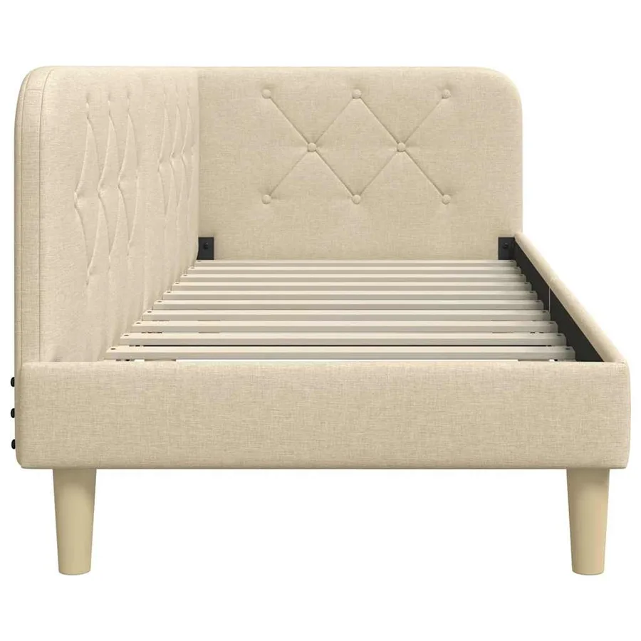 Cadre de lit d'angle Crème 80 x 200 cm tissu - 6