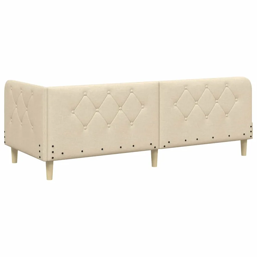 Cadre de lit d'angle Crème 80 x 200 cm tissu - 7