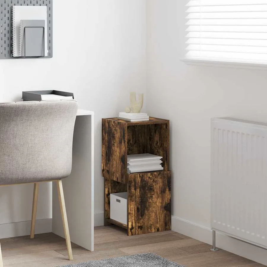 Meuble d'angle Chêne fumé 30,5x30x65cm Bois d'ingénierie - 4