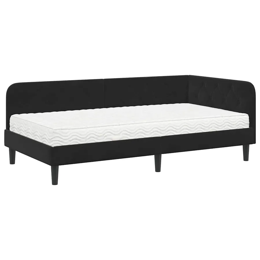 Cadre de lit d'angle Noir 90 x 200 cm Velours - 2