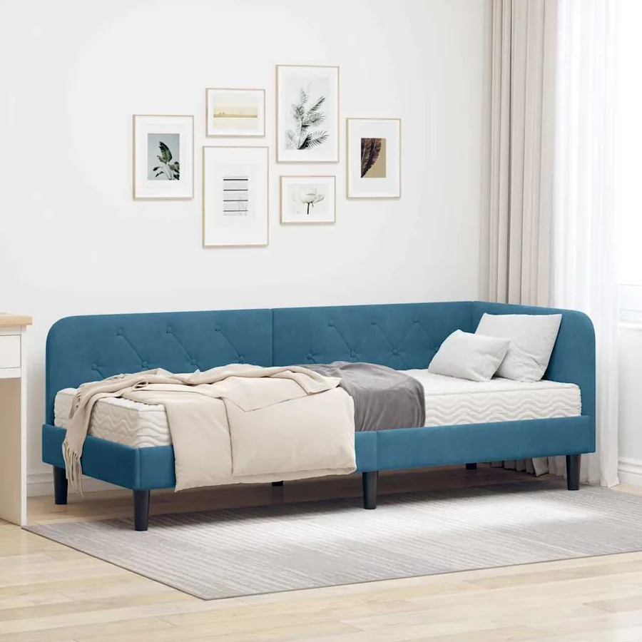 Cadre de lit d'angle Bleu 80 x 200 cm Velours