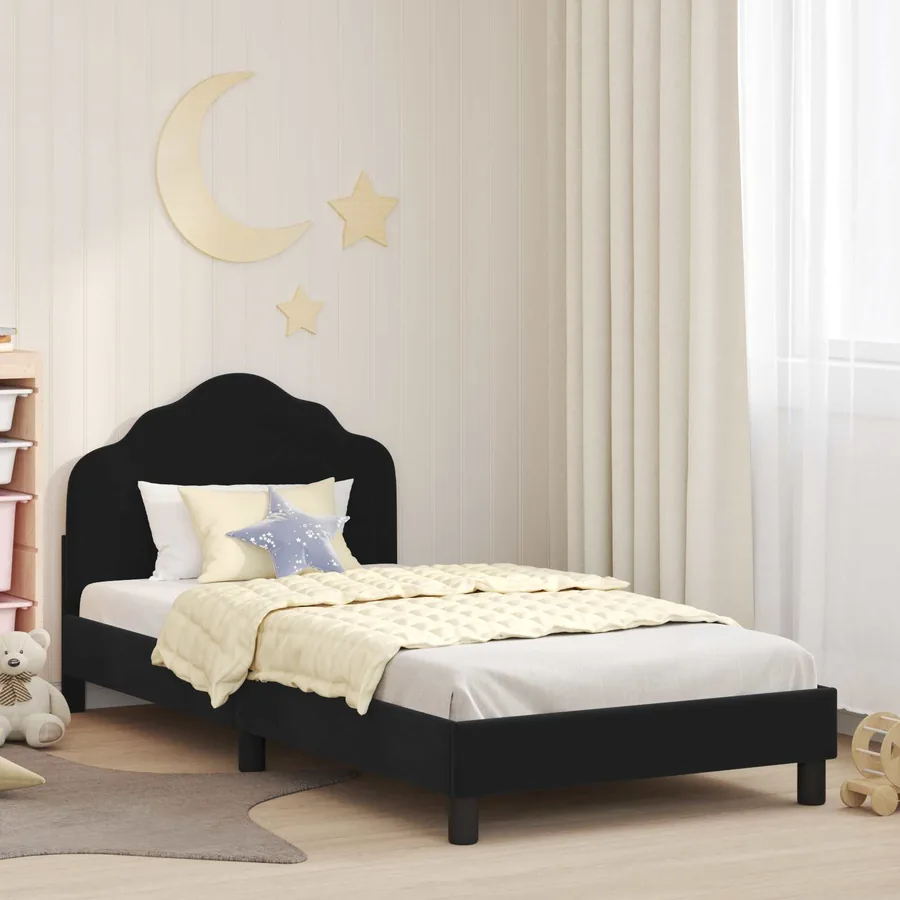 Cadre de lit pour enfants avec tête de lit Noir 90 x 200 cm
