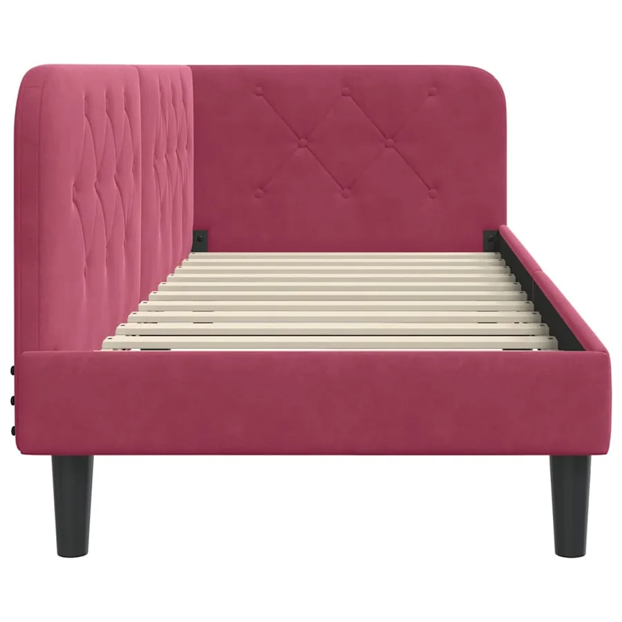 Cadre de lit d'angle Bordeaux 80 x 200 cm Velours - 6