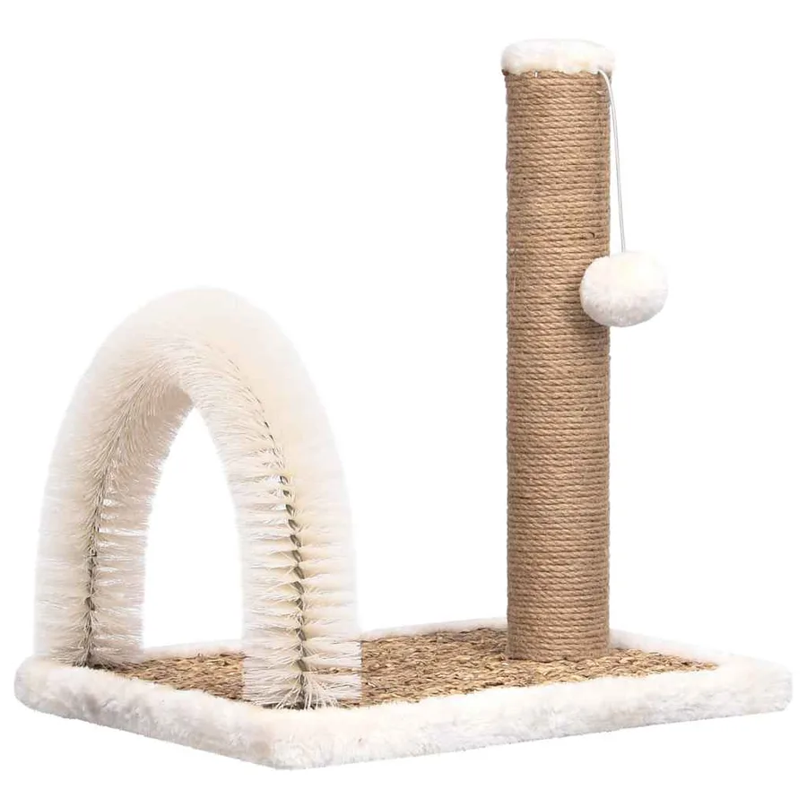 Arbre à chat avec brosse de toilettage en arche et grattoir - 2