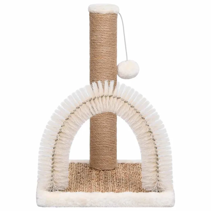 Arbre à chat avec brosse de toilettage en arche et grattoir - 4