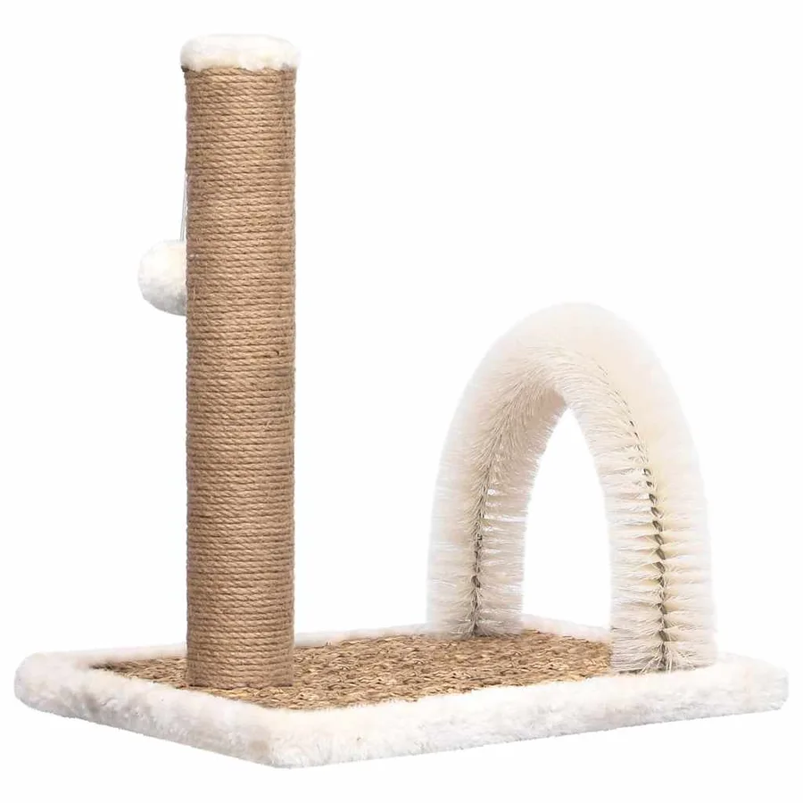 Arbre à chat avec brosse de toilettage en arche et grattoir - 5