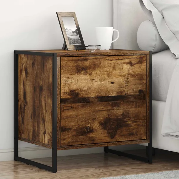 Table de chevet avec tiroir 2 pcs Chêne Fumé 50 x 39,5 x 50 cm