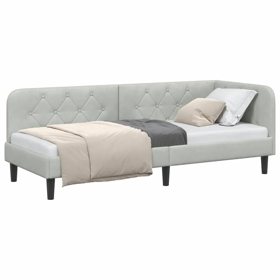 Cadre de lit d'angle Gris clair 80 x 200 cm Velours - 3