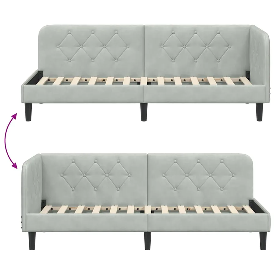 Cadre de lit d'angle Gris clair 80 x 200 cm Velours - 9