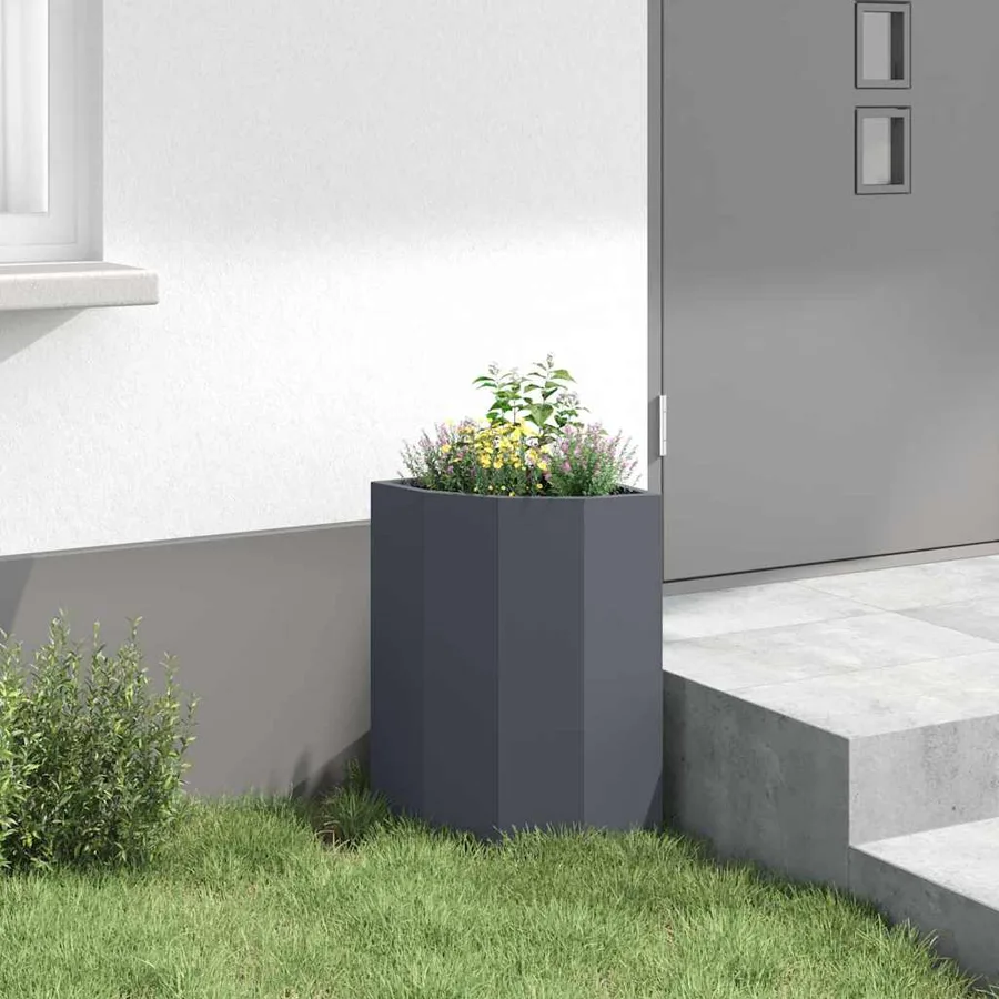 Jardinière d'Angle Anthracite 30 x 30 x 50 cm Acier - 4