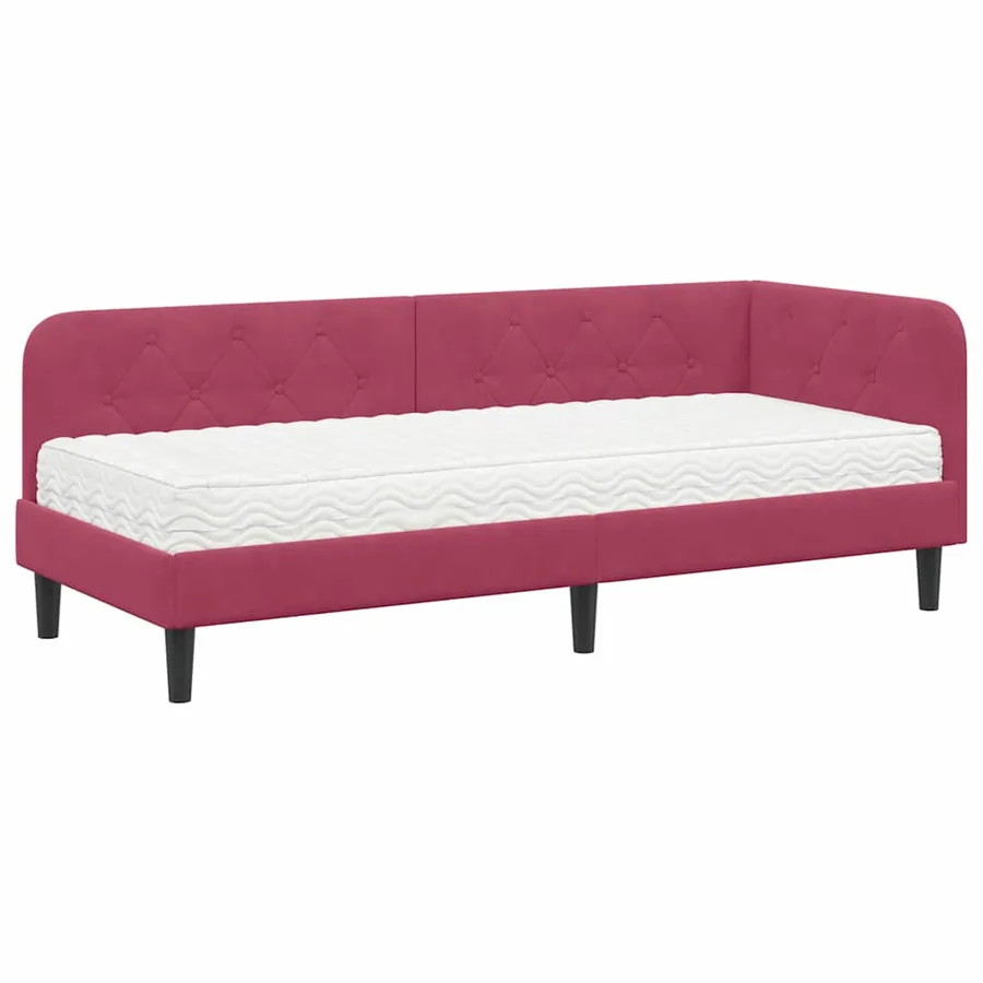 Cadre de lit d'angle Bordeaux 80 x 200 cm Velours - 2
