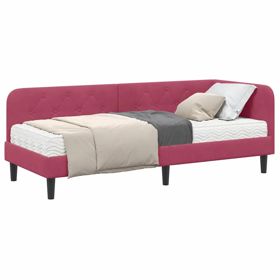 Cadre de lit d'angle Bordeaux 80 x 200 cm Velours - 3