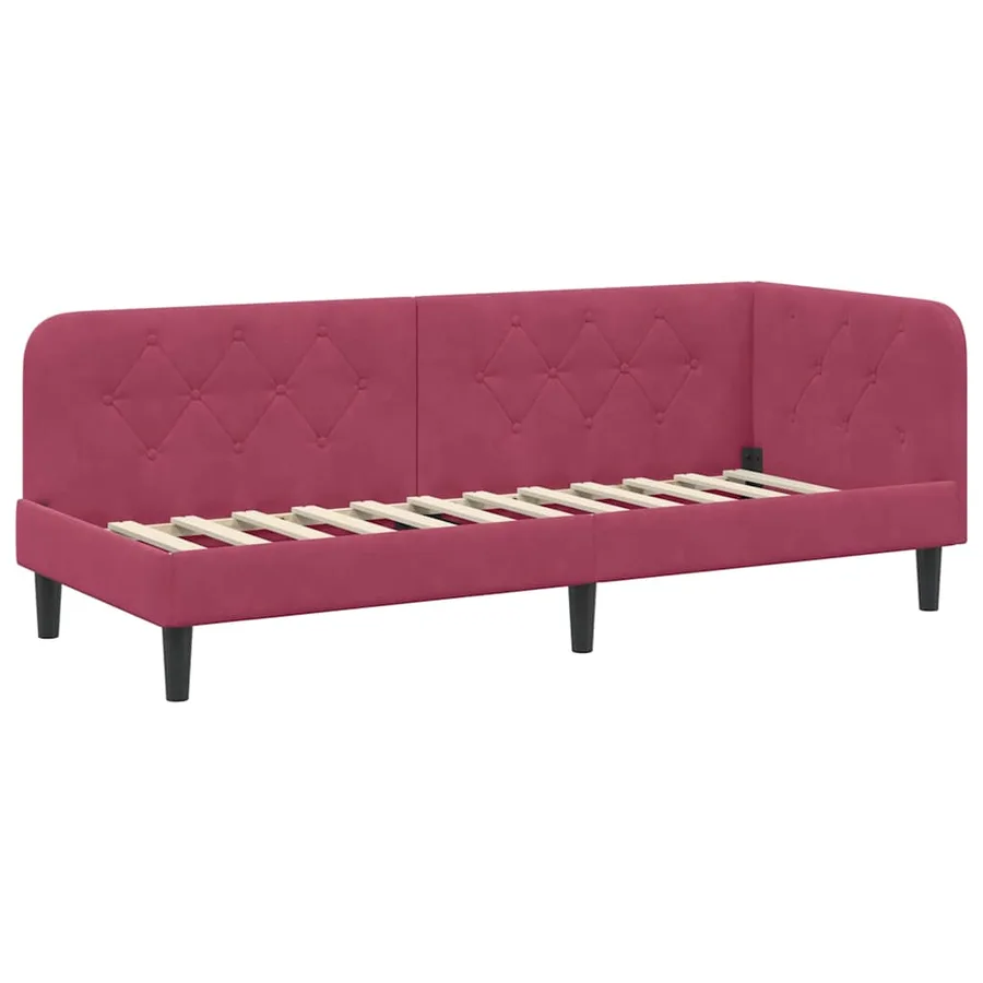 Cadre de lit d'angle Bordeaux 80 x 200 cm Velours - 6