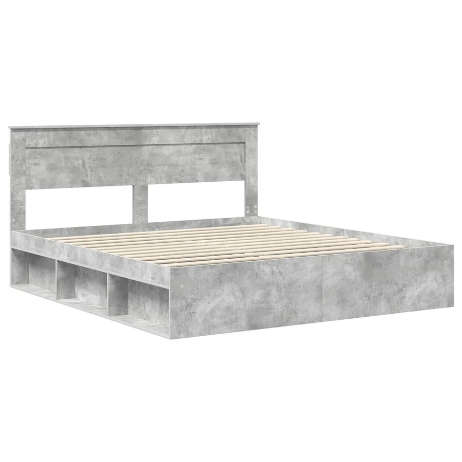 Cadre de lit Béton 180 x 200 cm Bois de pin massif - 4
