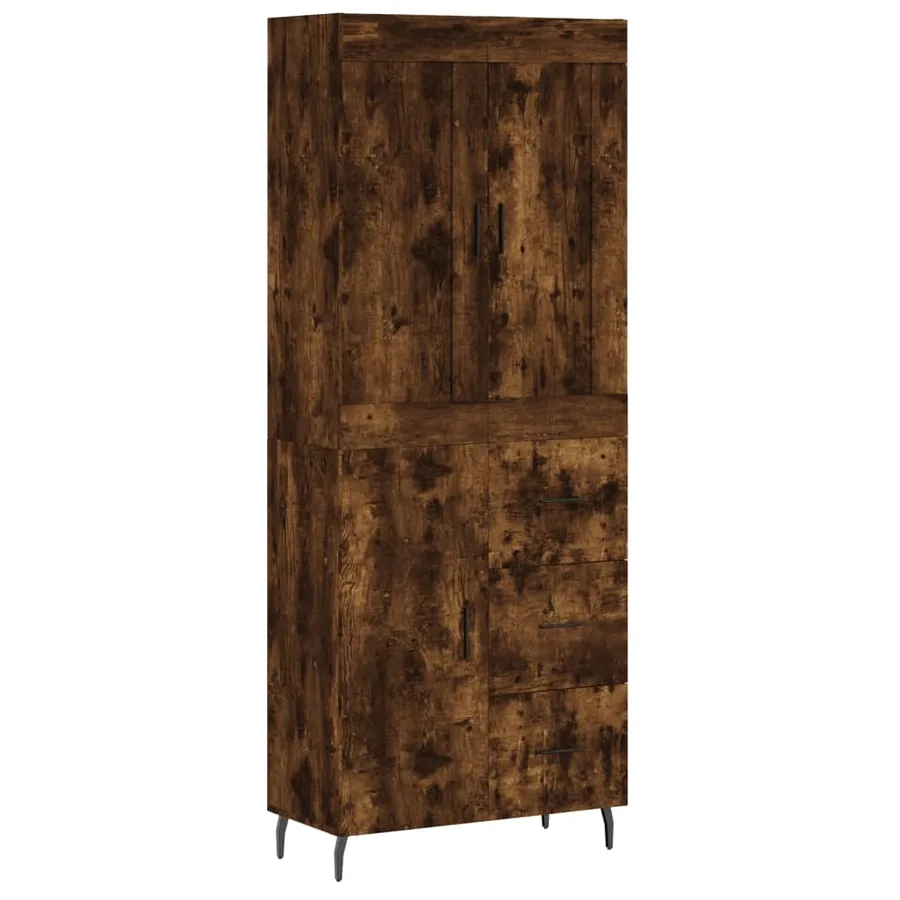 Buffet haut Chêne fumé 69,5x34x180 cm Bois d'ingénierie - 2