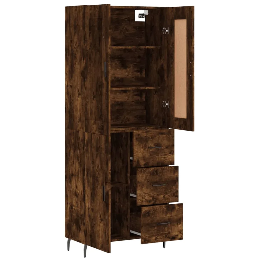 Buffet haut Chêne fumé 69,5x34x180 cm Bois d'ingénierie - 4