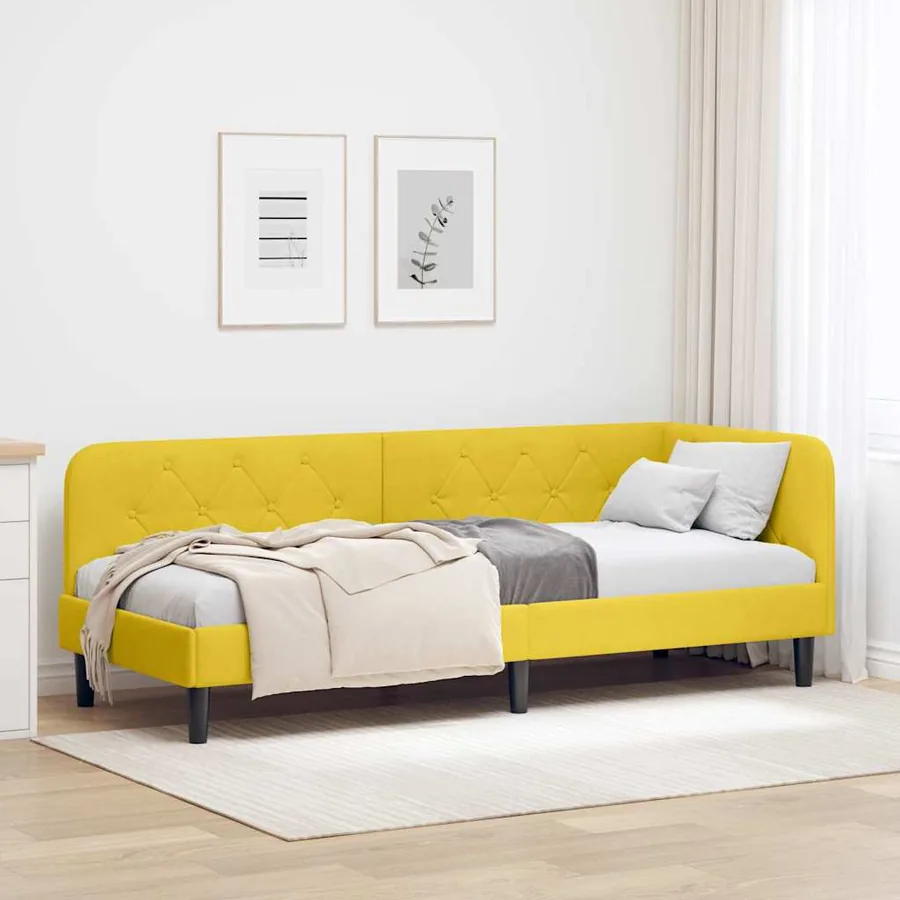 Cadre de lit d'angle Jaune 80 x 200 cm Velours