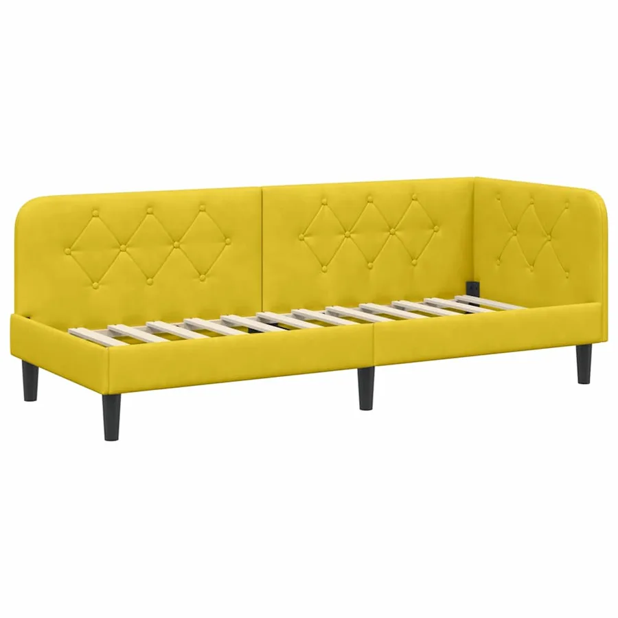 Cadre de lit d'angle Jaune 80 x 200 cm Velours - 2