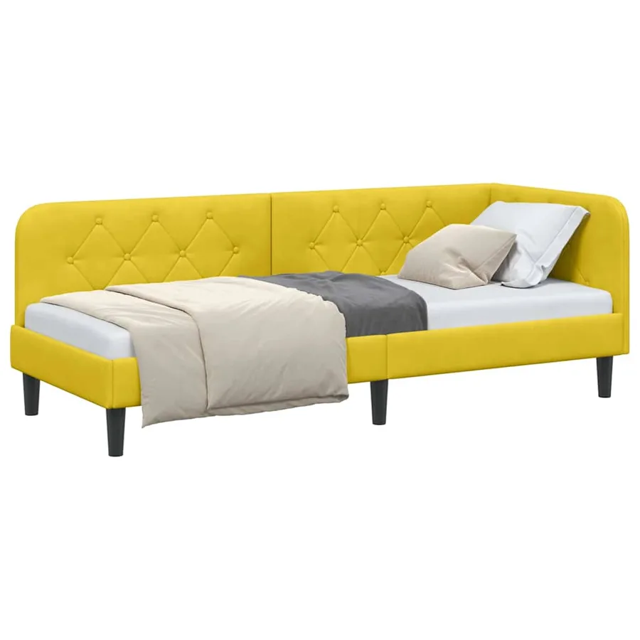 Cadre de lit d'angle Jaune 80 x 200 cm Velours - 3
