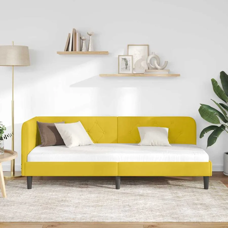 Cadre de lit d'angle Jaune 80 x 200 cm Velours - 4