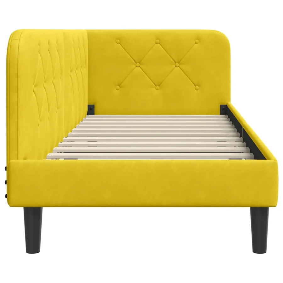 Cadre de lit d'angle Jaune 80 x 200 cm Velours - 6