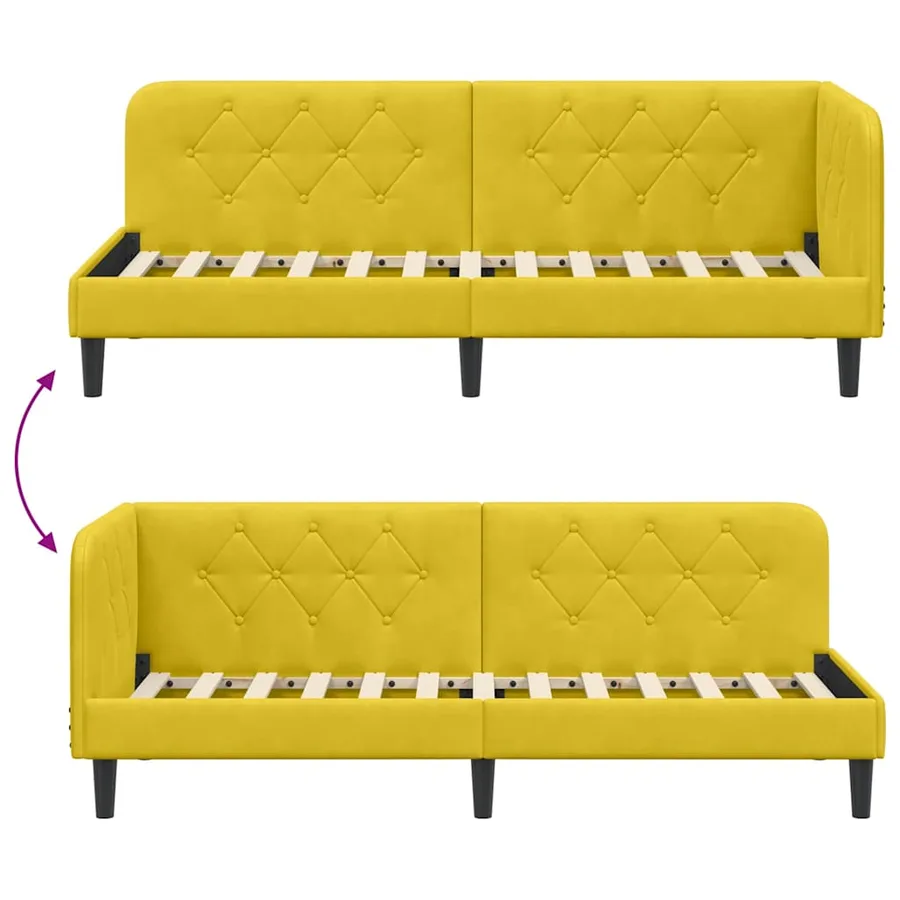 Cadre de lit d'angle Jaune 80 x 200 cm Velours - 9