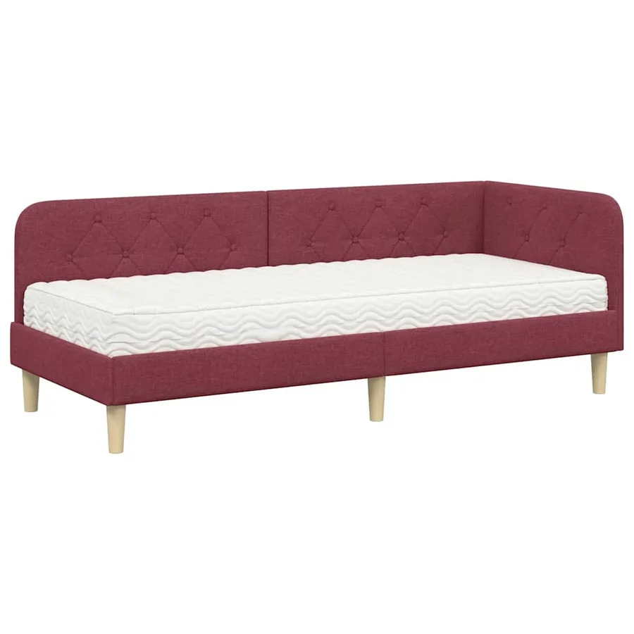 Cadre de lit d'angle Bordeaux 80 x 200 cm tissu - 2
