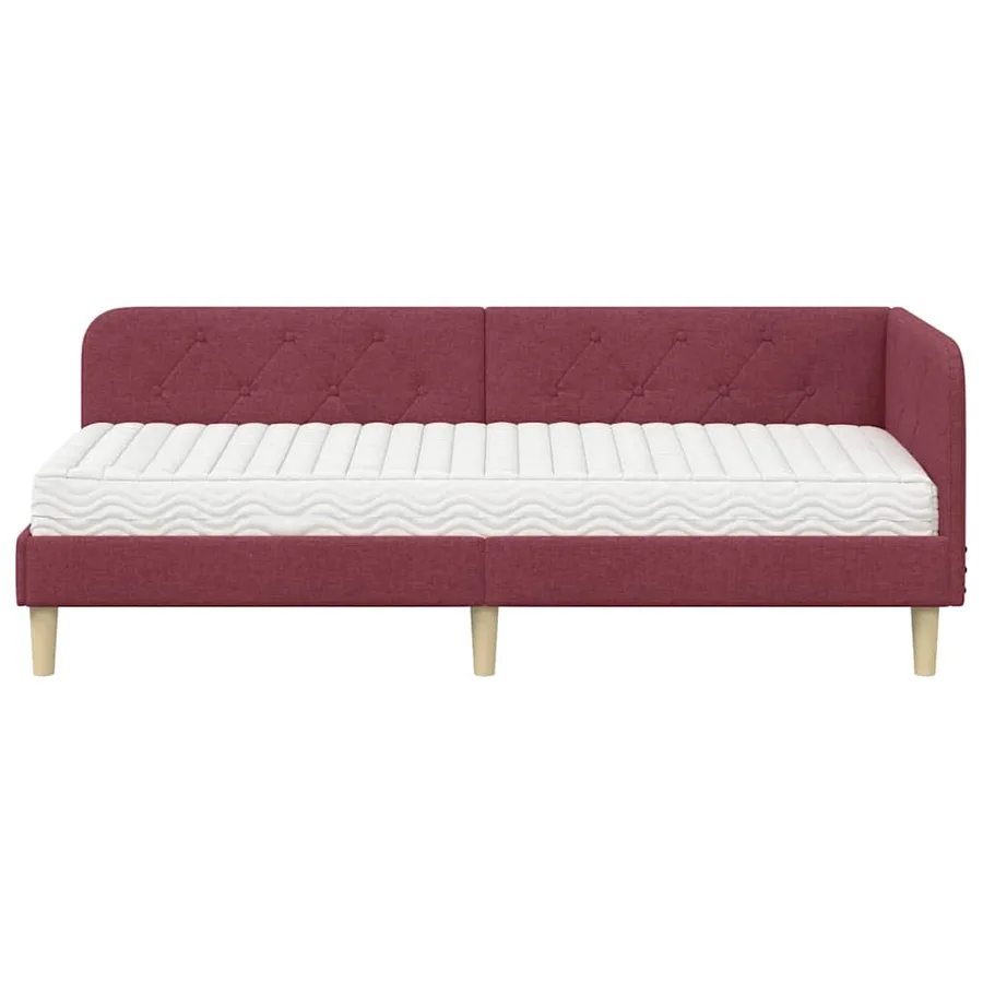 Cadre de lit d'angle Bordeaux 80 x 200 cm tissu - 5