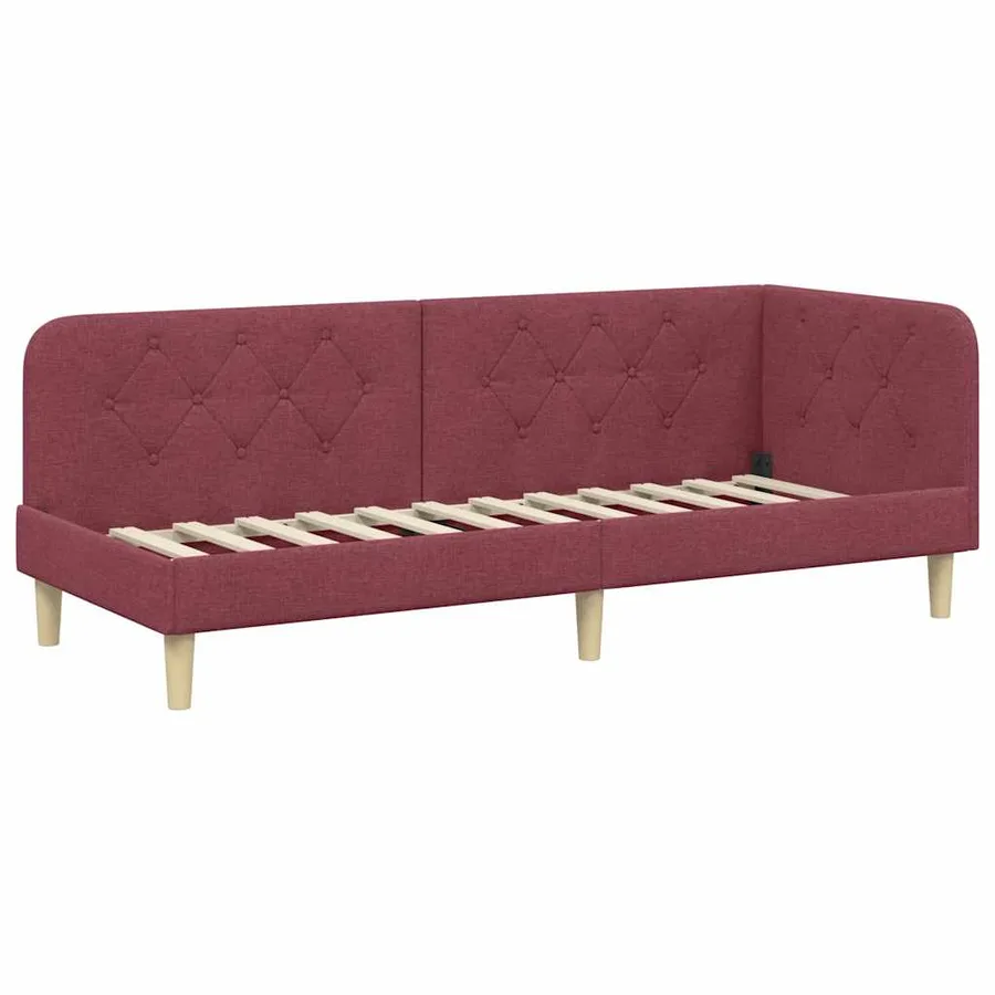 Cadre de lit d'angle Bordeaux 80 x 200 cm tissu - 6