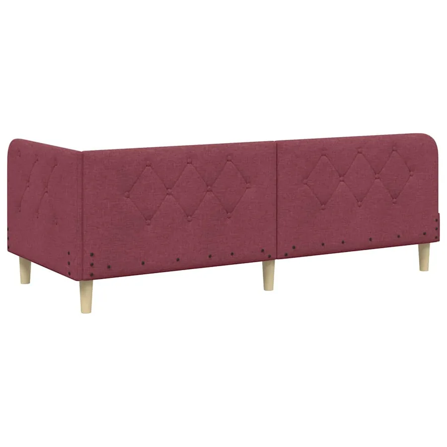 Cadre de lit d'angle Bordeaux 80 x 200 cm tissu - 9