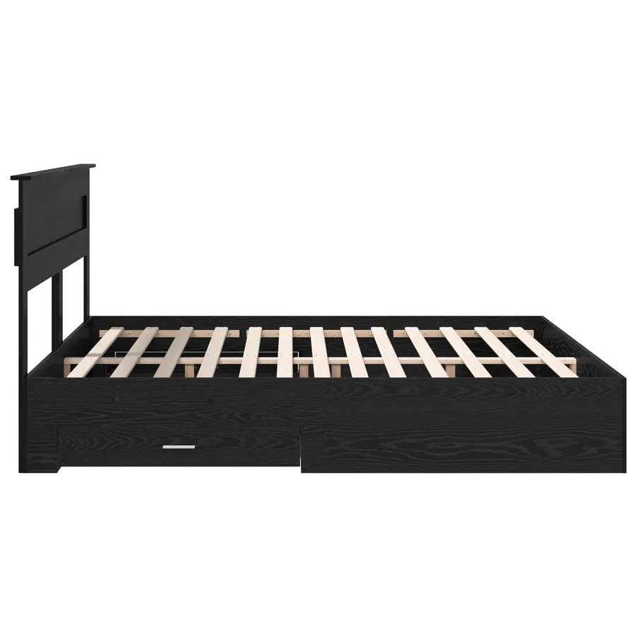 Cadre de lit Chêne noir 180 x 200 cm Bois d'ingénierie - 9