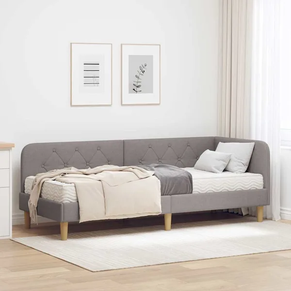 Cadre de lit d'angle Taupe 80 x 200 cm tissu