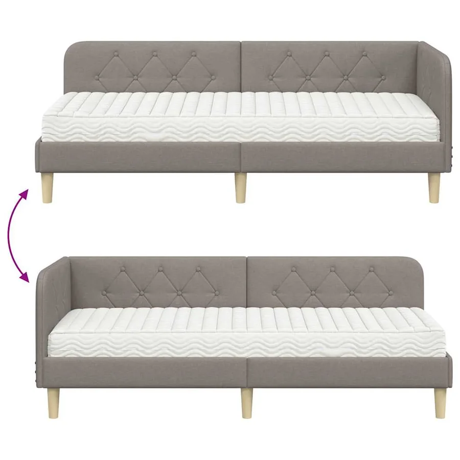 Cadre de lit d'angle Taupe 80 x 200 cm tissu - 12