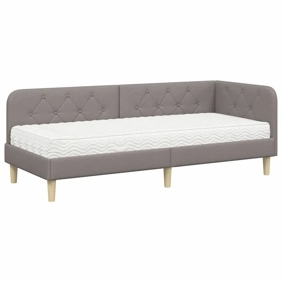 Cadre de lit d'angle Taupe 80 x 200 cm tissu - 2