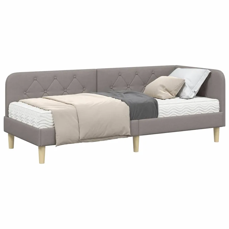 Cadre de lit d'angle Taupe 80 x 200 cm tissu - 3