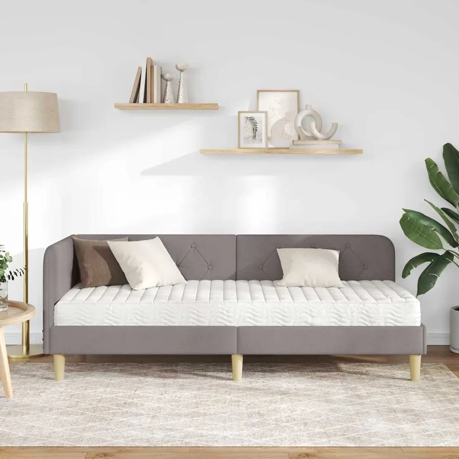 Cadre de lit d'angle Taupe 80 x 200 cm tissu - 4