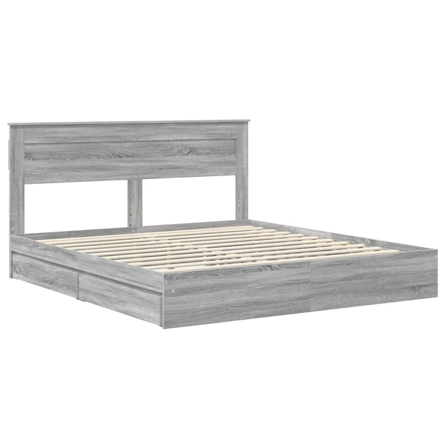 Lit de Rangement Gris Sonoma 180 x 200 cm Bois d'ingénierie - 4