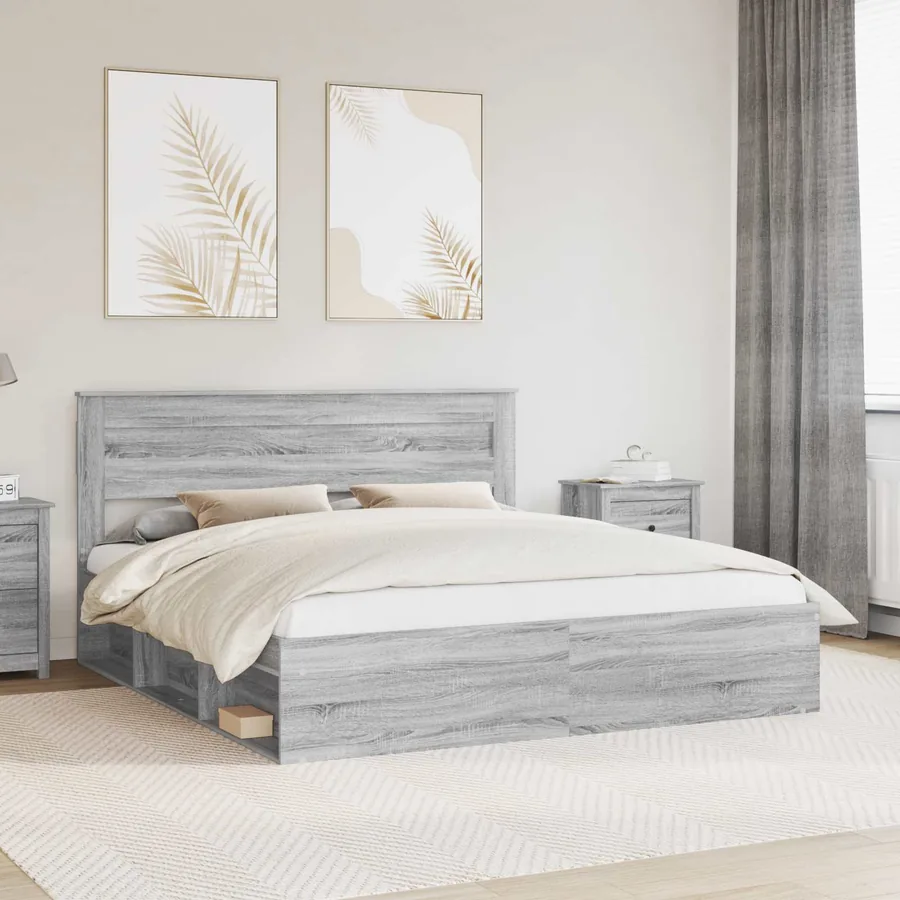 Cadre de lit Gris Sonoma 180 x 200 cm Bois de pin massif
