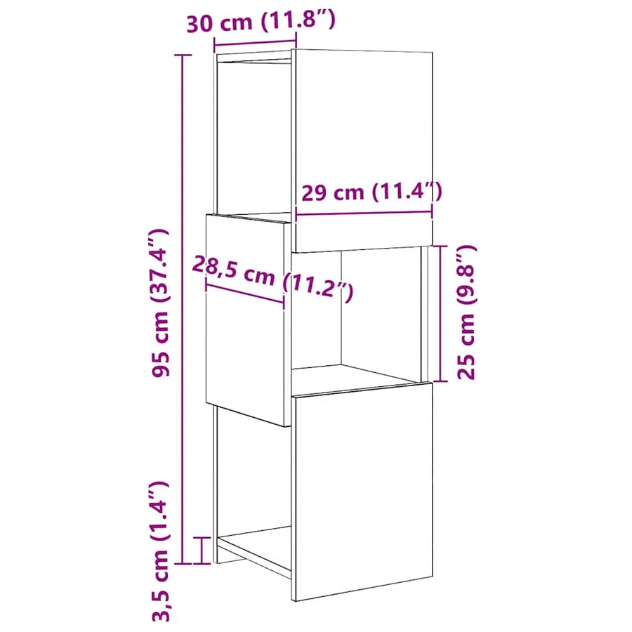 Meuble d'angle 30,5x30x95cm Bois d'ingénierie - 8