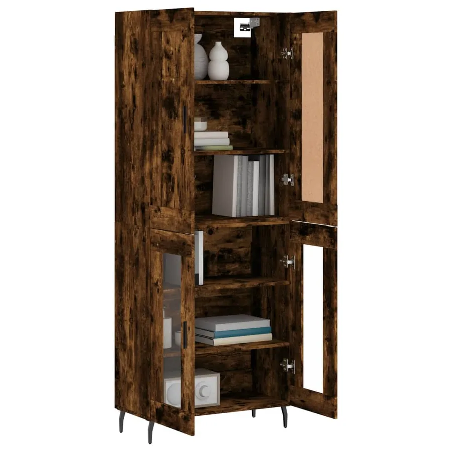 Buffet haut Chêne fumé 69,5x34x180 cm Bois d'ingénierie - 3