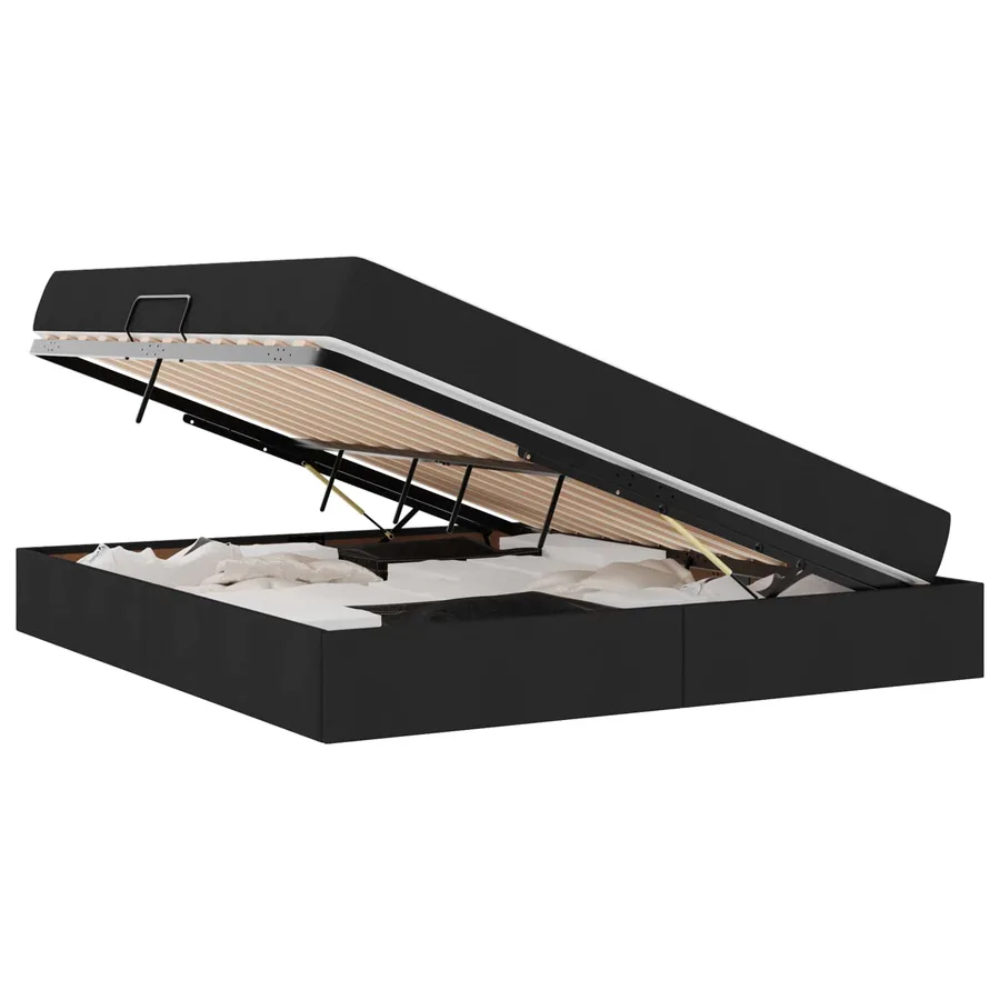 Lit avec rangement et matelas Noir 180 x 200 cm Polyester - 2