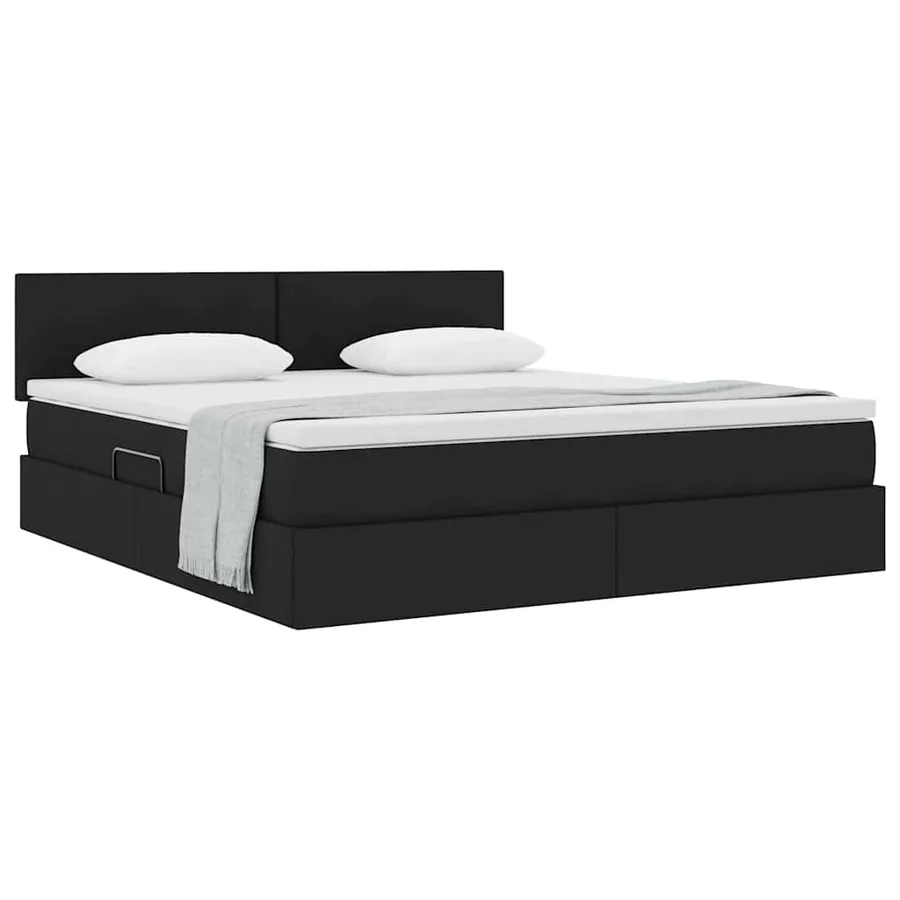 Lit avec rangement et matelas avec matelas Noir 180 x 200 cm - 3