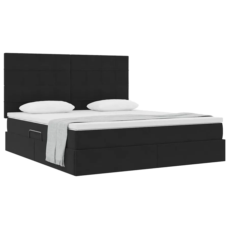 Lit avec rangement et matelas Noir 180 x 200 cm Velours - 3
