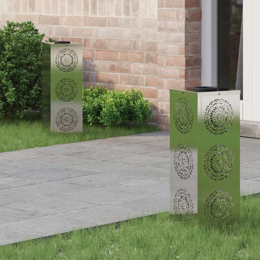 Lumière de chemin LED solaire 2 pcs Blanc chaud 18 x 18 x 50 cm
