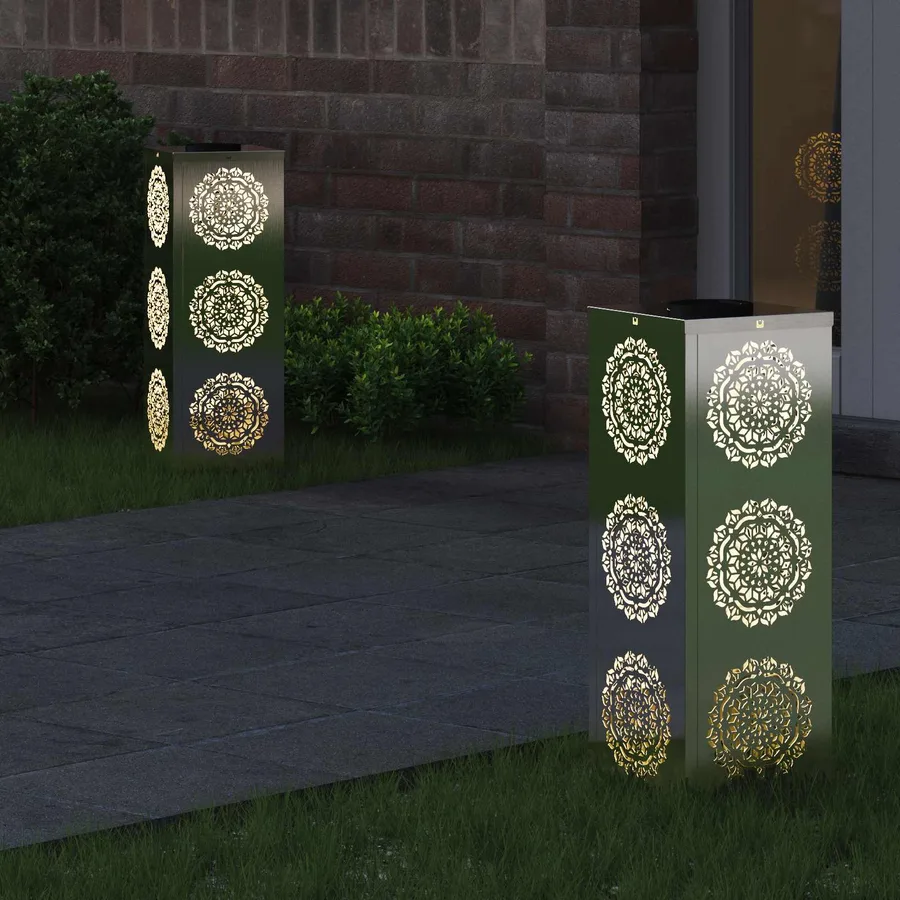 Lumière de chemin LED solaire 2 pcs Blanc chaud 18 x 18 x 50 cm - 3