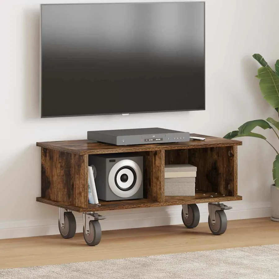 Meuble TV Chêne fumé 68,5 x 35 x 35 cm Bois d'ingénierie