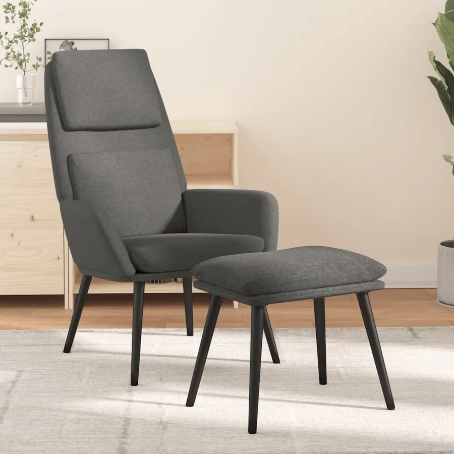 Chaise de relaxation avec tabouret Gris clair Tissu