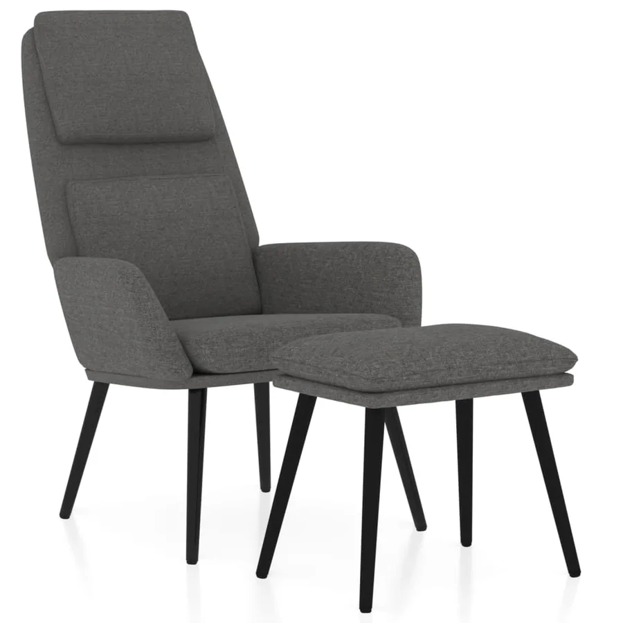 Chaise de relaxation avec tabouret Gris clair Tissu - 2
