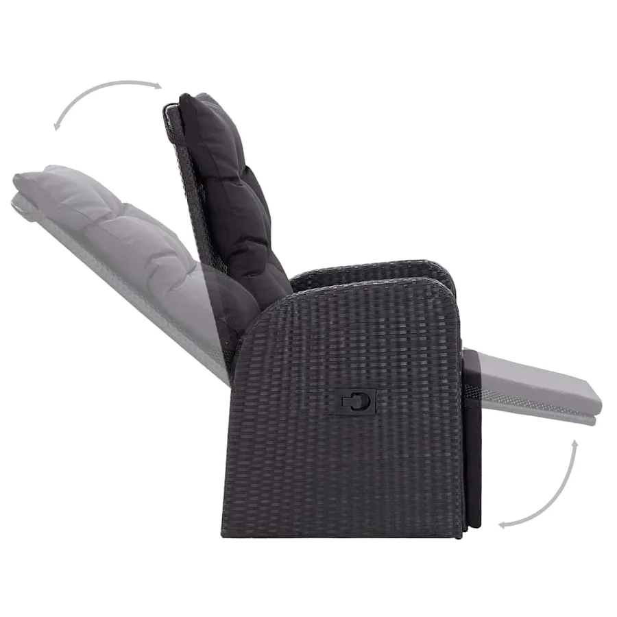 Ensemble à manger de jardin 3 pcs Noir - 9